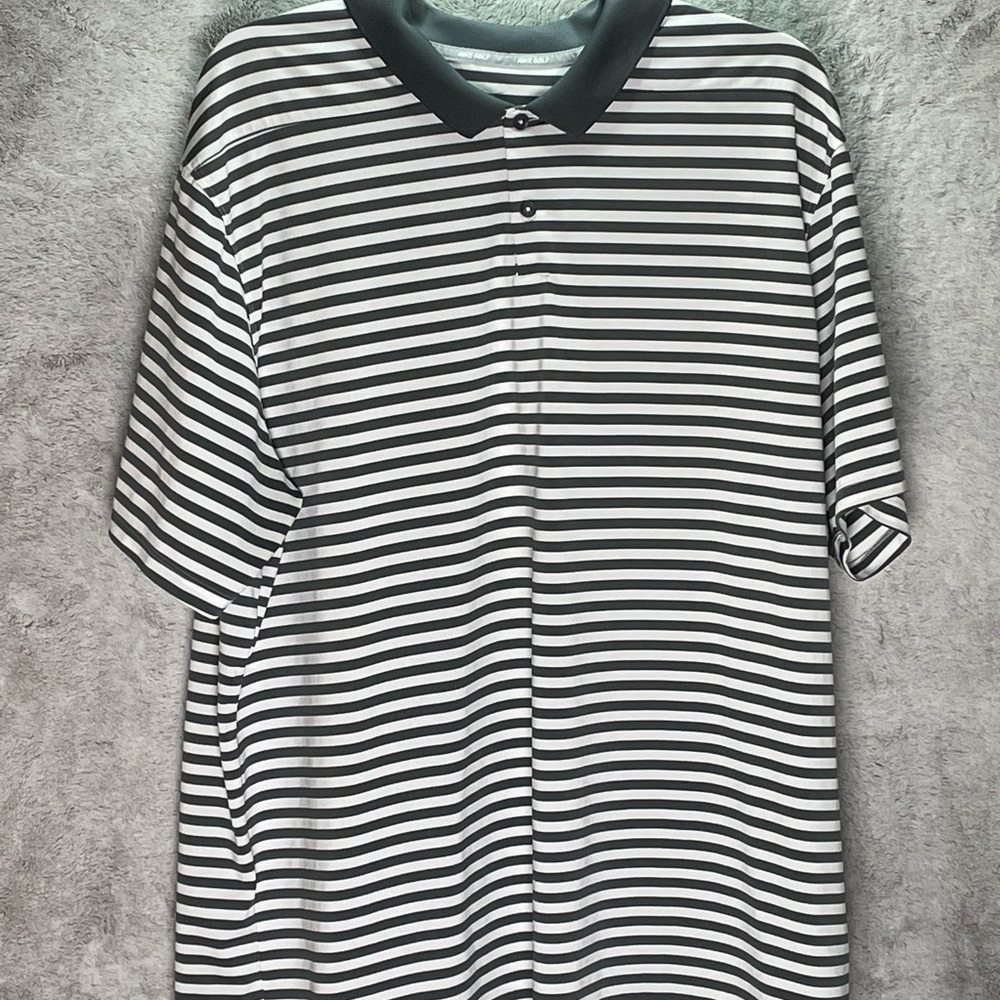 Nike Mens Golf Polo | XXL | Black/White Striped